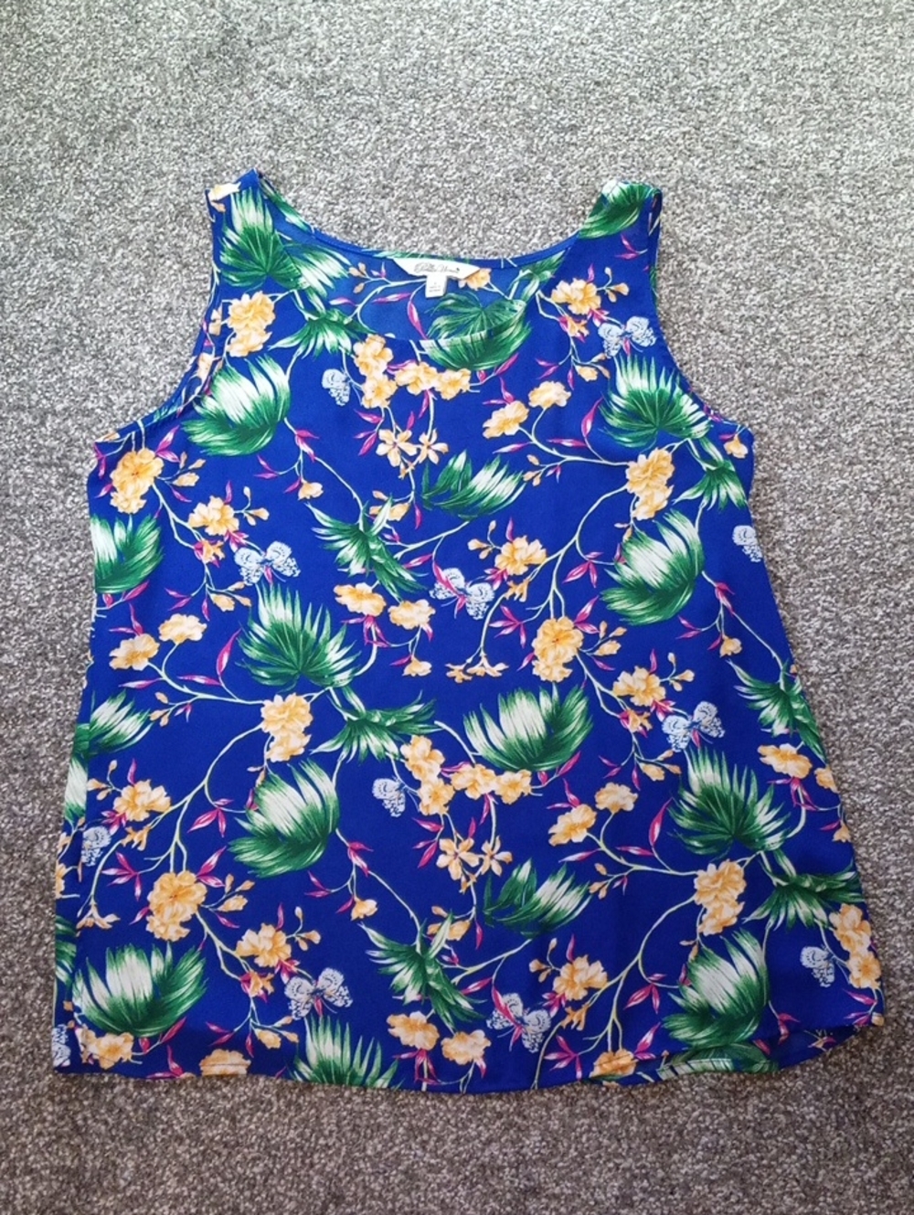 The Pioneer Woman Royal Blue Tropical Floral Tank Top Women's Size Large